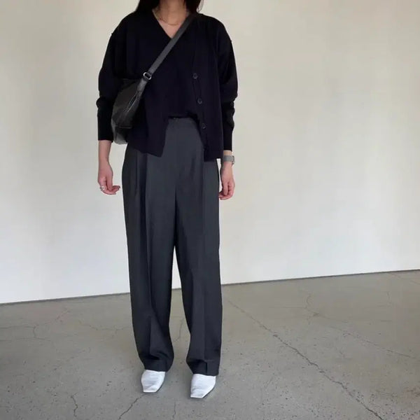 [BUNJANG] Masculine Pintuck Slacks (Wool 100%) / 교신안함)마스큘린 핀턱 슬랙스