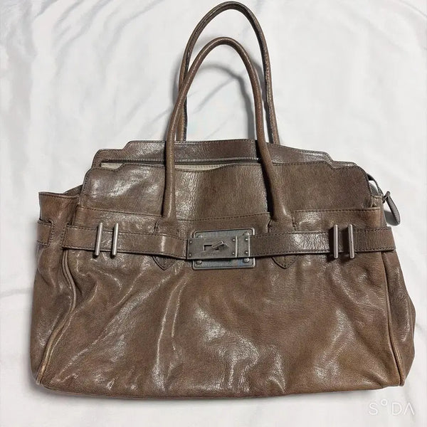 [BUNJANG] Time Leather Tote Bag Brown / 타임 가죽 토트백 브라운