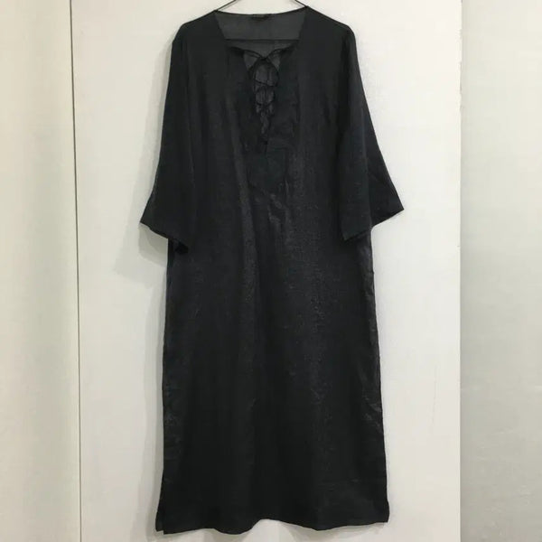 [BUNJANG] Massimo Dutti Lace-Up Linen Long Dress / 마시모두띠 레이스업 린넨 롱 원피스 M