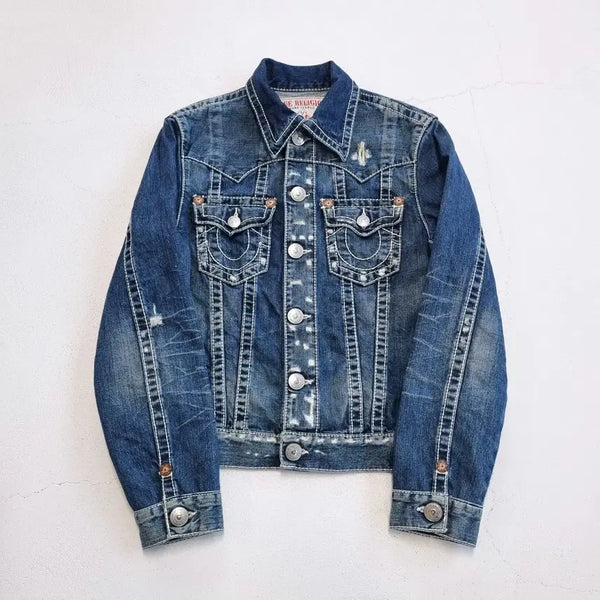 [BUNJANG] True Religion Vintage Distressed Denim Jacket - M / 빈티지 TrueReligion 트루릴리젼 디스데미지 데님자켓 - M