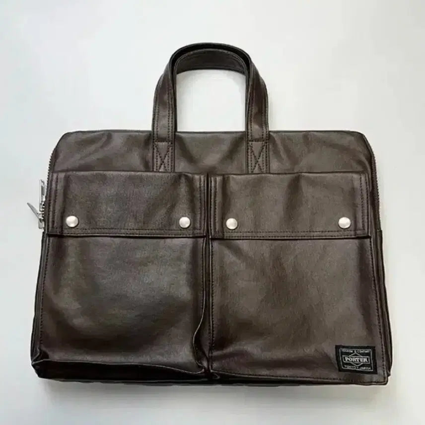 [BUNJANG] Porter Leather Briefcase Brown / 포터 레더 브리프 케이스 브라운