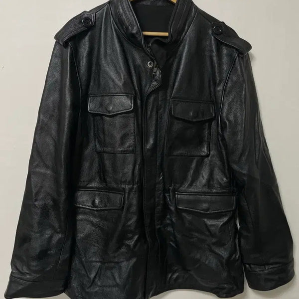 [BUNJANG] Black Old School Real Leather Jacket / 105-110 블랙 올드스쿨 레더 리얼가죽 자켓