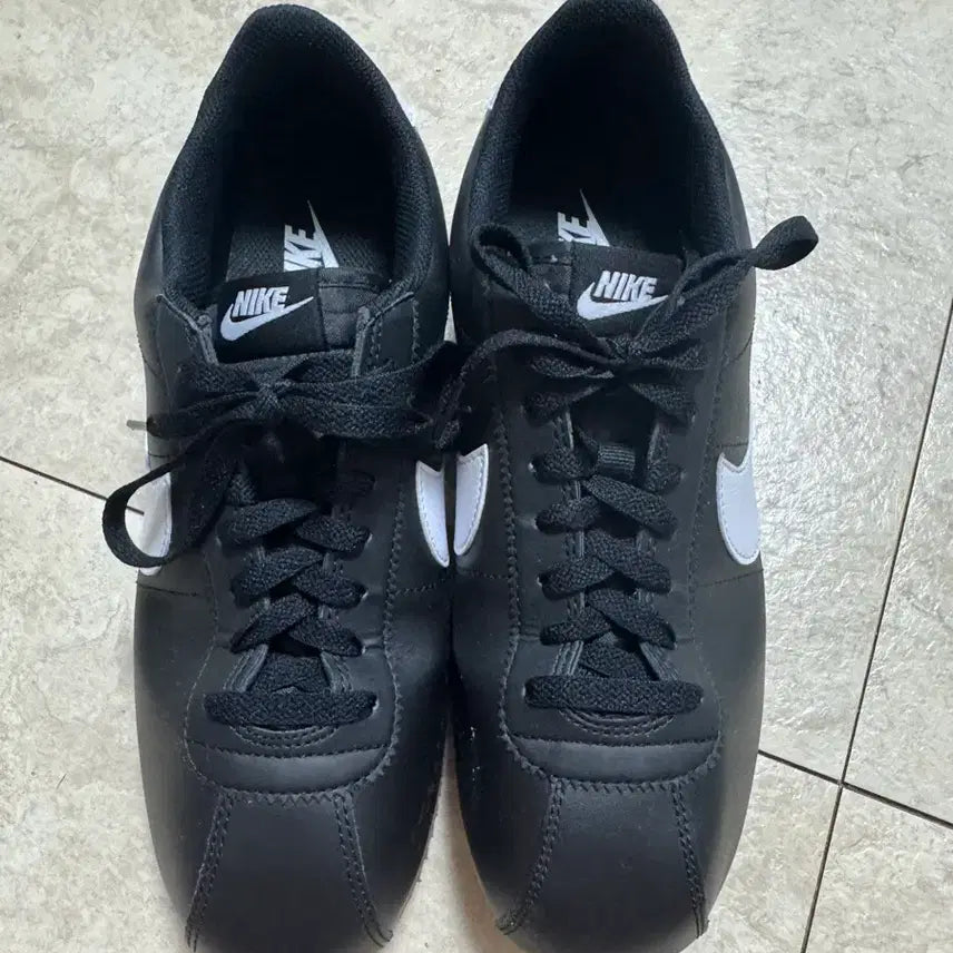[BUNJANG] Nike Cortez Leather Black 275 Sneakers / 나이키 코르테즈 레더 블랙 검 275