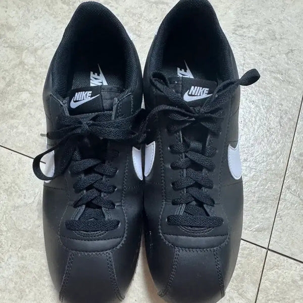 [BUNJANG] Nike Cortez Leather Black 275 Sneakers / 나이키 코르테즈 레더 블랙 검 275