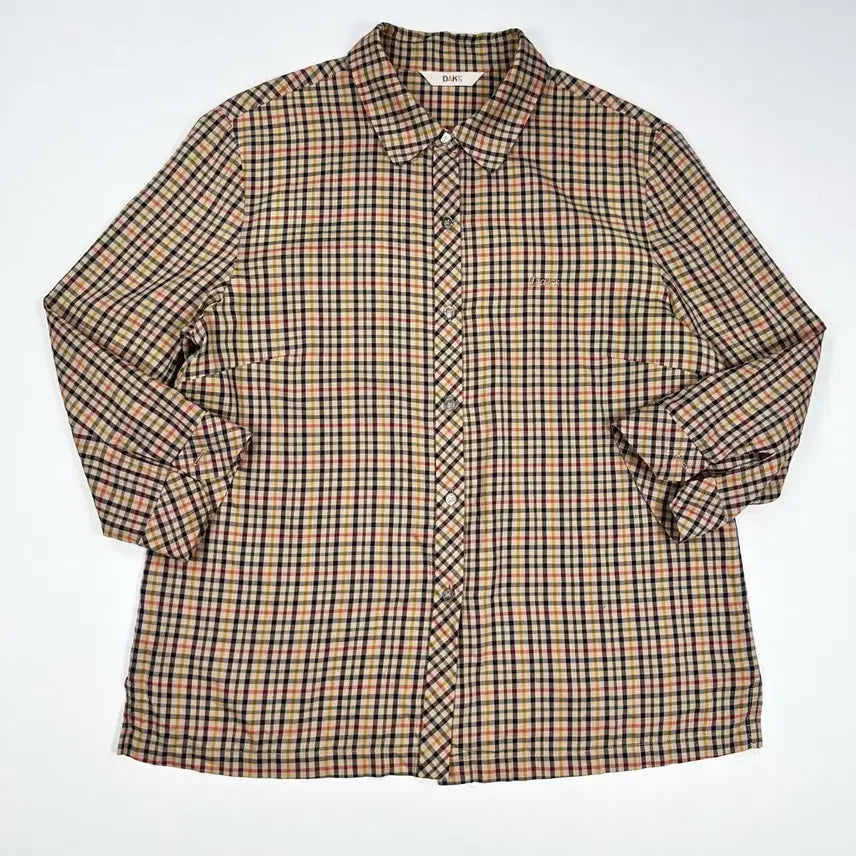 [BUNJANG] DAKS Women's Classic Check Pattern 7-Sleeve Shirt (Size M) / (여성M) DAKS 닥스 여성 클래식 체크패턴 7부 셔츠