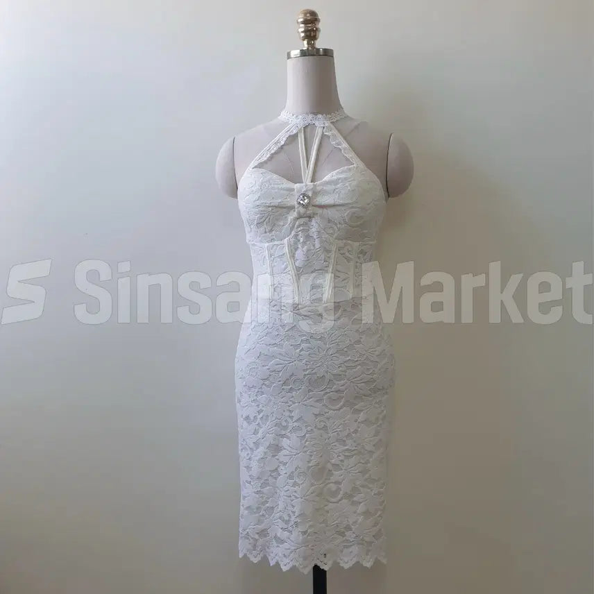 [BUNJANG] Halter Neck Lace Dress / [빠른발송] 쥬얼 레이스 홀터 넥 원피스