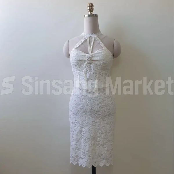 [BUNJANG] Halter Neck Lace Dress / [빠른발송] 쥬얼 레이스 홀터 넥 원피스