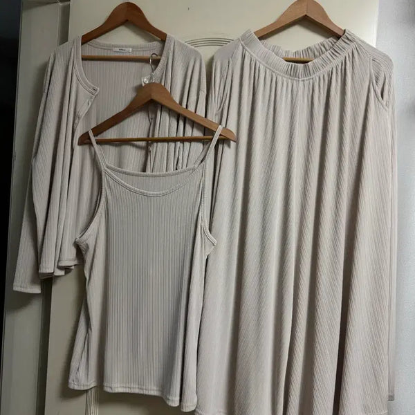[BUNJANG] Beige 3-Piece Plus Size Tracksuit Set / 새상품) 빅사이즈 3피스
