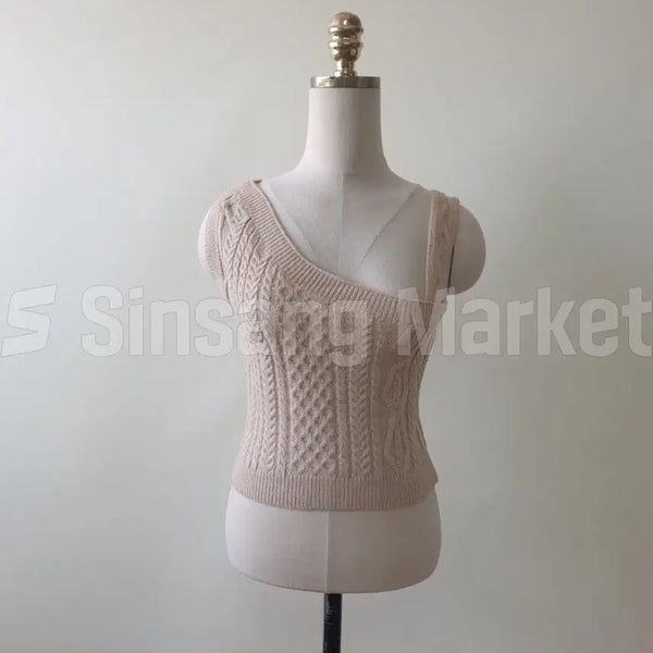[BUNJANG] Twisted Knit Bustier One-Shoulder Top / [빠른발송] 꽈배기나시 니트 뷔스티에 원숄더