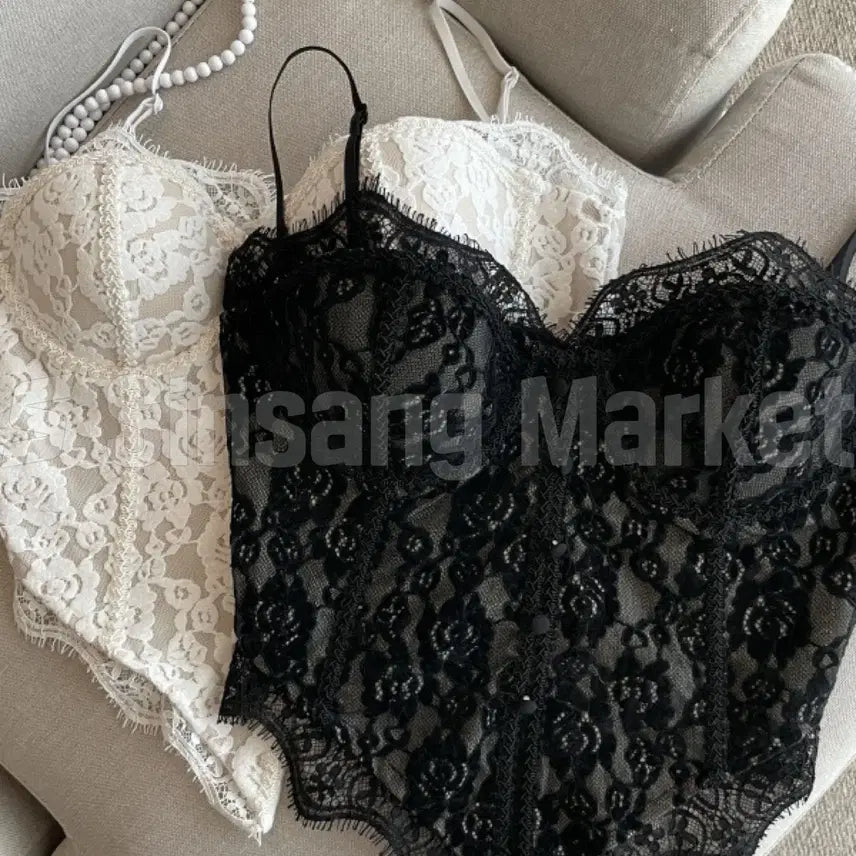 [BUNJANG] Rose Lace Camisole Corset Band / [빠른발송] 장미 레이스 캡 나시 코르셋 밴드
