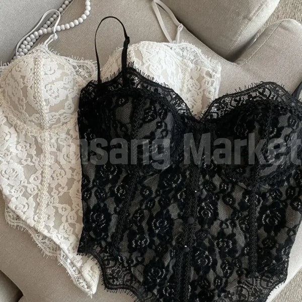 [BUNJANG] Rose Lace Camisole Corset Band / [빠른발송] 장미 레이스 캡 나시 코르셋 밴드