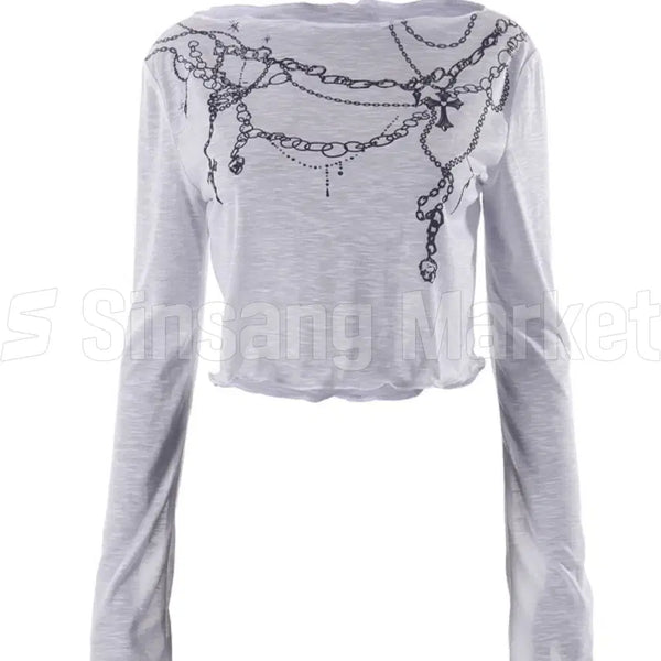 [BUNJANG] Chain Crop T-Shirt White / [빠른발송] 체인 크롭 티셔츠