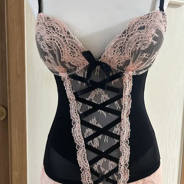 [BUNJANG] Aimé Leon Dore Black Lace Corset / 유일매물)에메필히메걀블랙핑크레이스코르셋