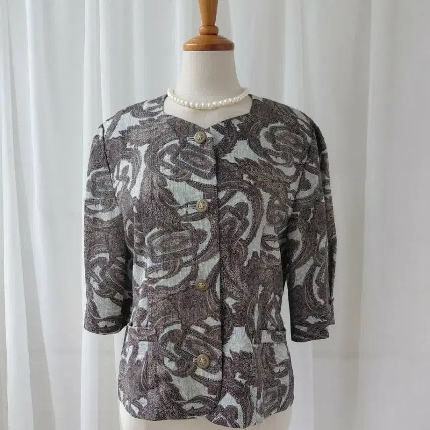 [BUNJANG] Vintage Paisley Pattern Short Sleeve Jacket / 페이즐리 패턴 반팔 빈티지 자켓