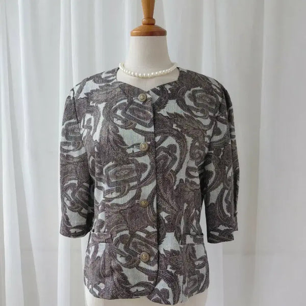 [BUNJANG] Vintage Paisley Pattern Short Sleeve Jacket / 페이즐리 패턴 반팔 빈티지 자켓