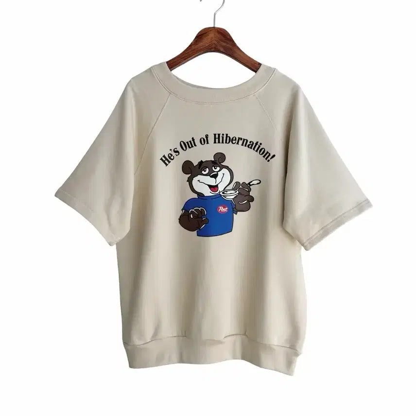 [BUNJANG] Bear Short-Sleeve Sweatshirt - Premium Quality / 교신안함)베어 반팔 맨투맨-고퀄