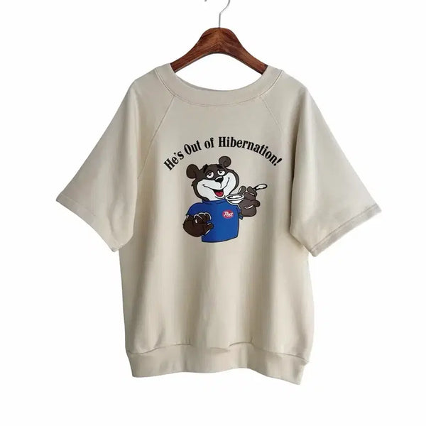 [BUNJANG] Bear Short-Sleeve Sweatshirt - Premium Quality / 교신안함)베어 반팔 맨투맨-고퀄
