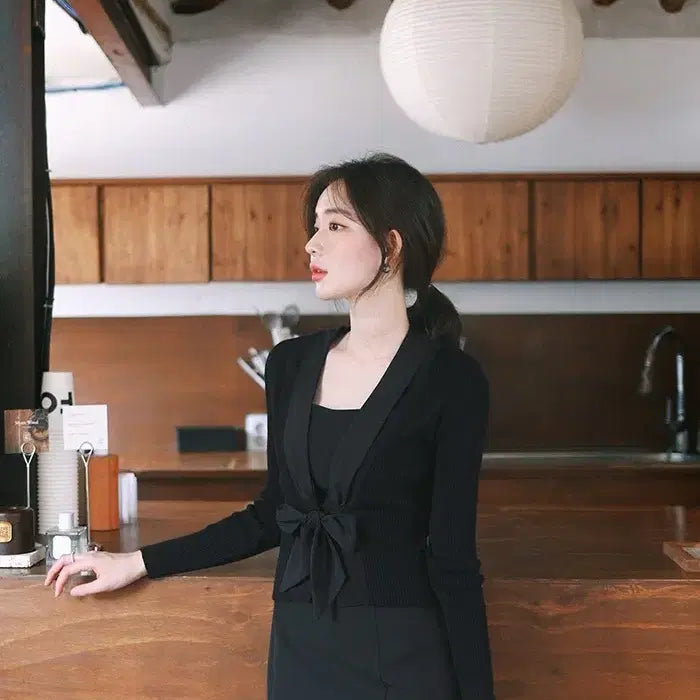 [BUNJANG] MilkCocoa Ribbon Black Cardigan / 밀크코코아 리본 블랙가디건