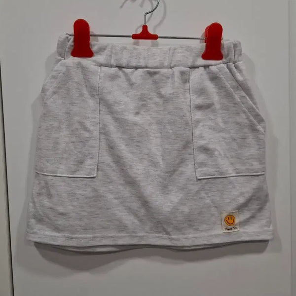 [BUNJANG] Smile Patch Mini Skirt - Cream / 스마일 패치 백멜색 미니 스커트(새상품)