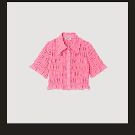 [BUNJANG] Sandro Ruffled Smocking Blouse / 산드로 프릴 스모킹 블라우스