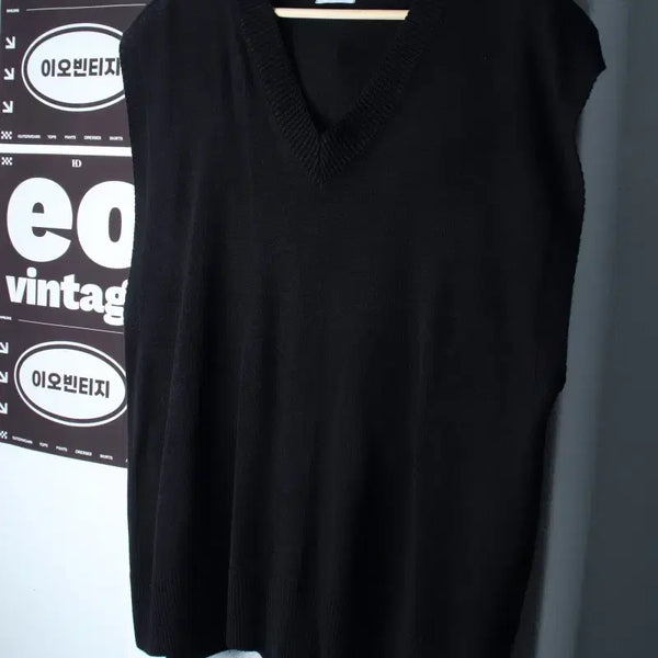 [BUNJANG] Letellcomo Knit Vest Oversized Black Normcore / (L-XL) 레테르코모 니트 조끼 오버핏 블랙 놈코어-H37759