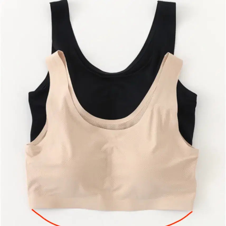[BUNJANG] Mesh Seamless Bralette (Beige/Black) / [택달린새상품] 메쉬 심리스 브라탑