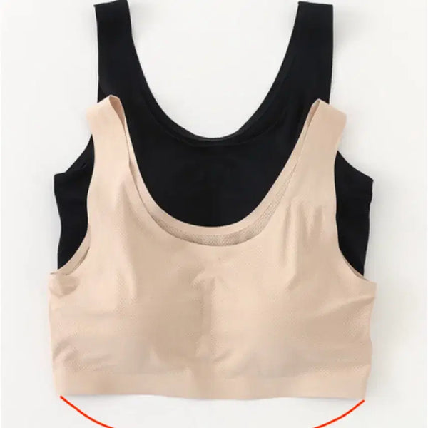 [BUNJANG] Mesh Seamless Bralette (Beige/Black) / [택달린새상품] 메쉬 심리스 브라탑