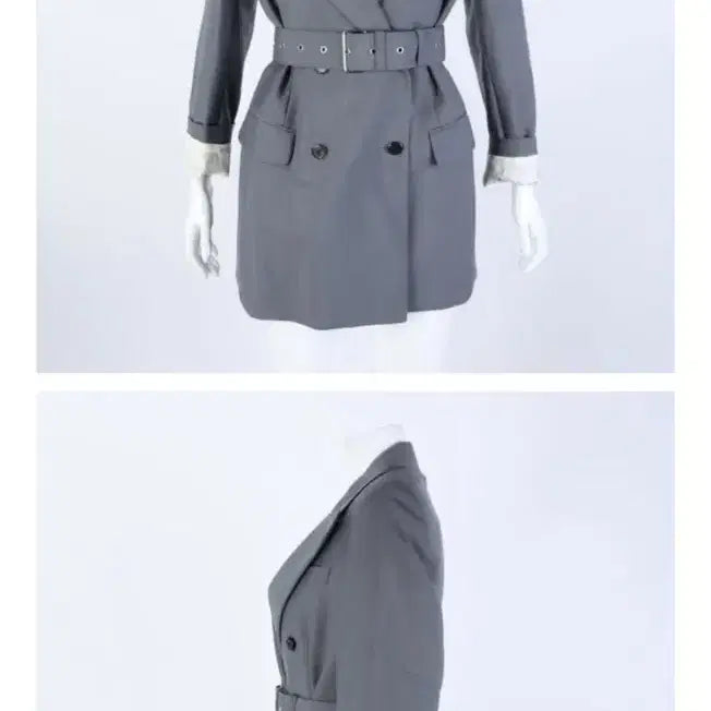 [BUNJANG] PRADA Grey Wool Double-Button Belted Jacket / PRADA 프라다 회색 울 더블 버튼 벨트 자켓