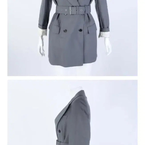 [BUNJANG] PRADA Grey Wool Double-Button Belted Jacket / PRADA 프라다 회색 울 더블 버튼 벨트 자켓