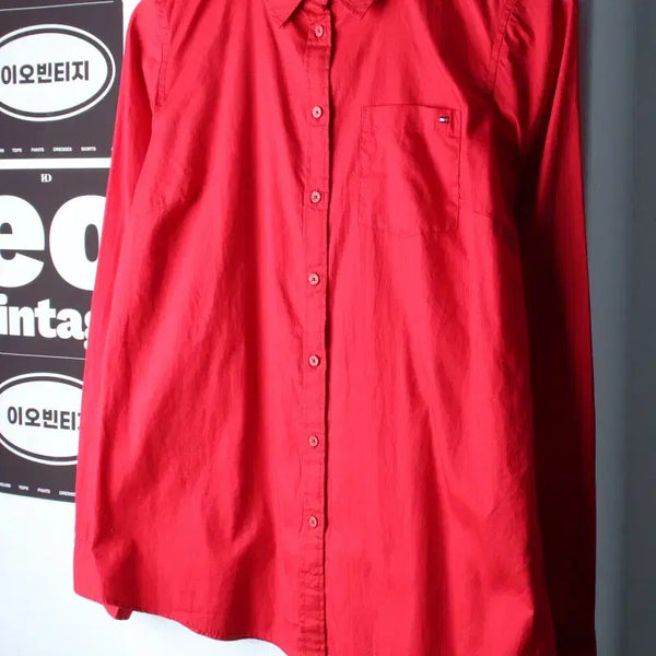 [BUNJANG] Tommy Hilfiger Plain Red Shirt / W(M) 타미힐피거 셔츠 남방 무지 레드 아메카지-H37788