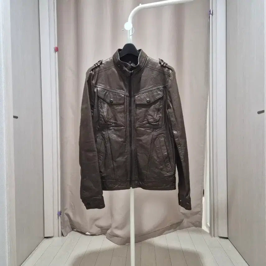 [BUNJANG] DOHC Men's Leather Rider Jacket Brown / DOHC 남성 라이더 가죽 자켓 브라운
