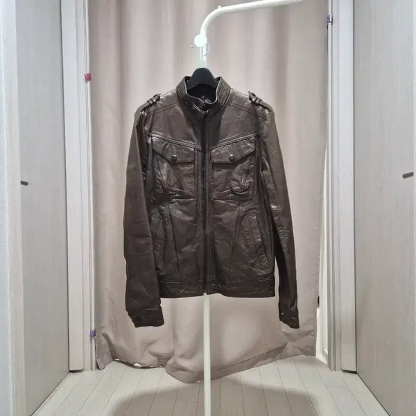 [BUNJANG] DOHC Men's Leather Rider Jacket Brown / DOHC 남성 라이더 가죽 자켓 브라운