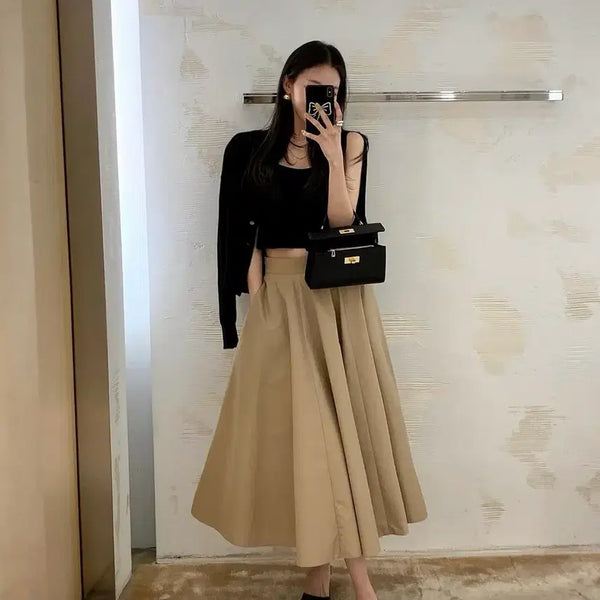 [BUNJANG] Chicks Label Beige Long Skirt / 칙스라벨 베이지 롱스커트