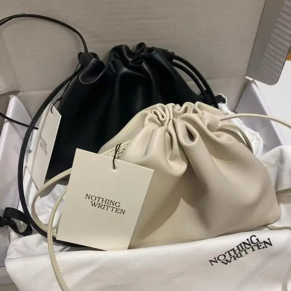 [BUNJANG] Nothing Written Shirring Shoulder Bag Set (Black/Ivory, L) / 낫띵리튼 셔링 숄더백 블랙/아이보리L