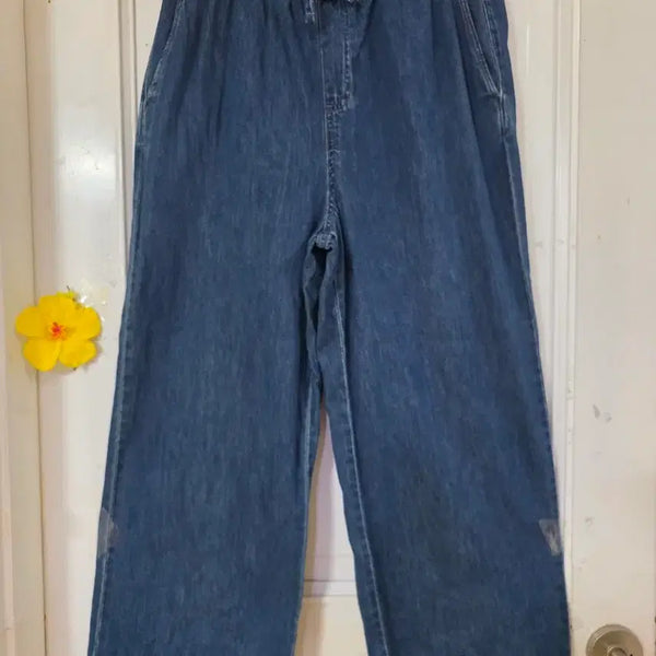 [BUNJANG] High-Quality Denim Wide Leg Pants / 가을. 고급스러운 디자인이쁜. 청 밴딩 통바지 깨끗해요