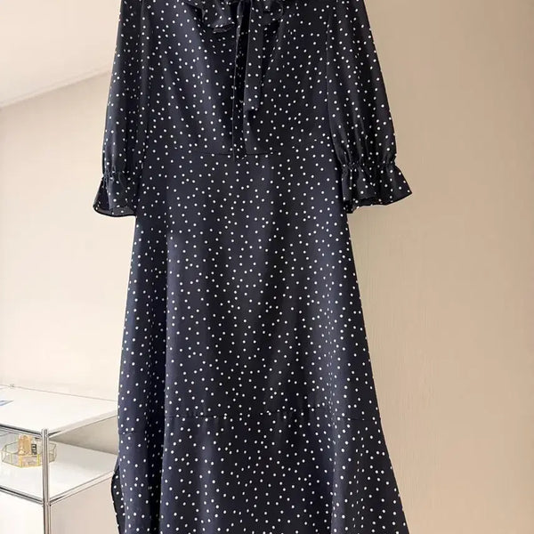 [BUNJANG] CC Collect Navy Dotted Frill Dress / 씨씨콜렉트 네이비 도트 프릴 원피스
