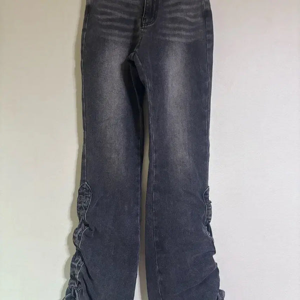 [BUNJANG] Black High-Waisted Bootcut Denim Pants / 흑청 하이웨스트 부츠컷 데님 팬츠
