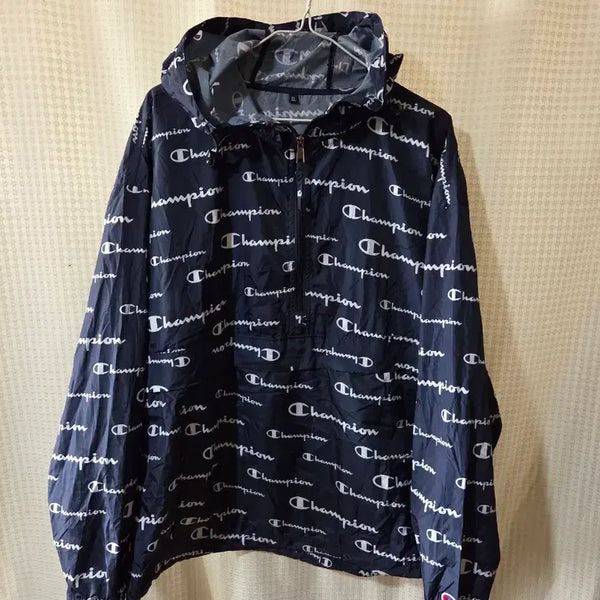[BUNJANG] Champion All Over Logo Windbreaker XL / 챔피온 올오버 로고 바람막이 XL