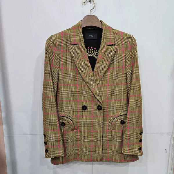 [BUNJANG] O'2nd Double Button Check Jacket / O'2nd 체크 더블 버튼 자켓 82-94-160