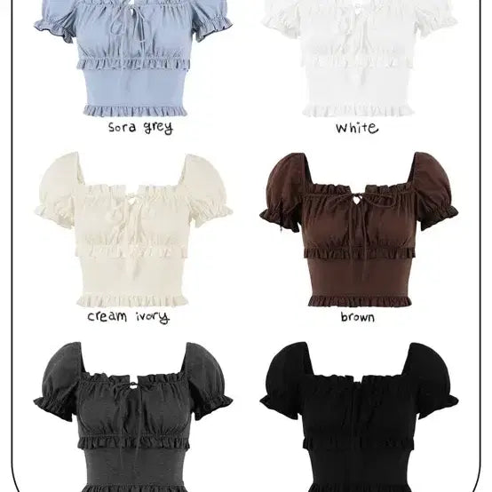 [BUNJANG] Fadedintoblue Basic Crop Puff Blouse Sora Grey / 페일제이드 Basic Crop Puff BL, Sora grey