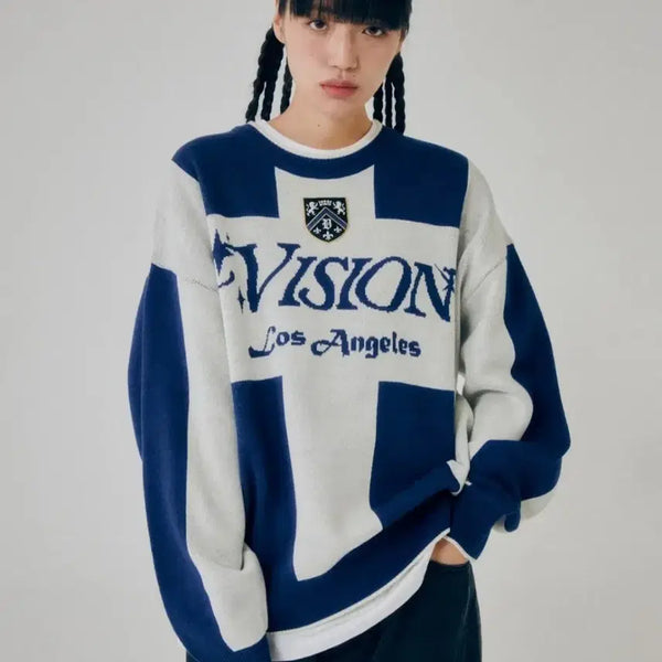 [BUNJANG] Vision Street Wear Jacquard Knit Pullover / 비전 스트릿 웨어 자카드 니트