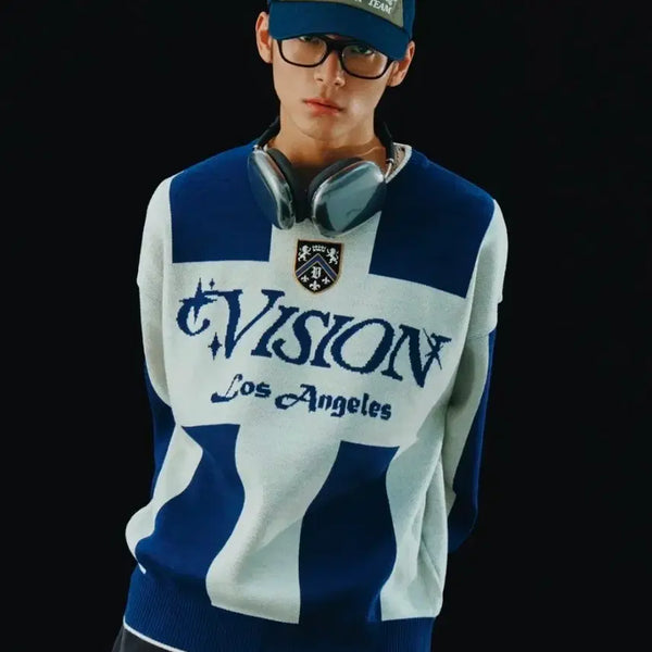 [BUNJANG] Vision Street Wear Jacquard Knit Pullover / 비전 스트릿 웨어 자카드 니트 풀오버