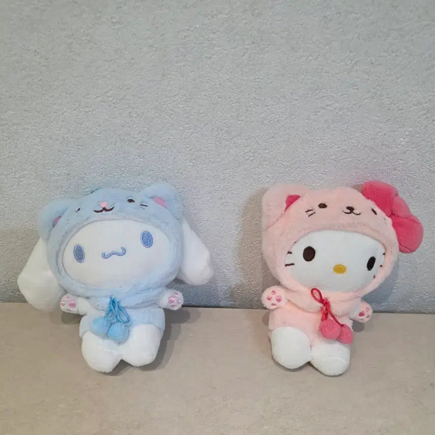 [BUNJANG] Cinnamoroll x Hello Kitty Keychain Plush Set / 시나모롤 키티 키링 인형