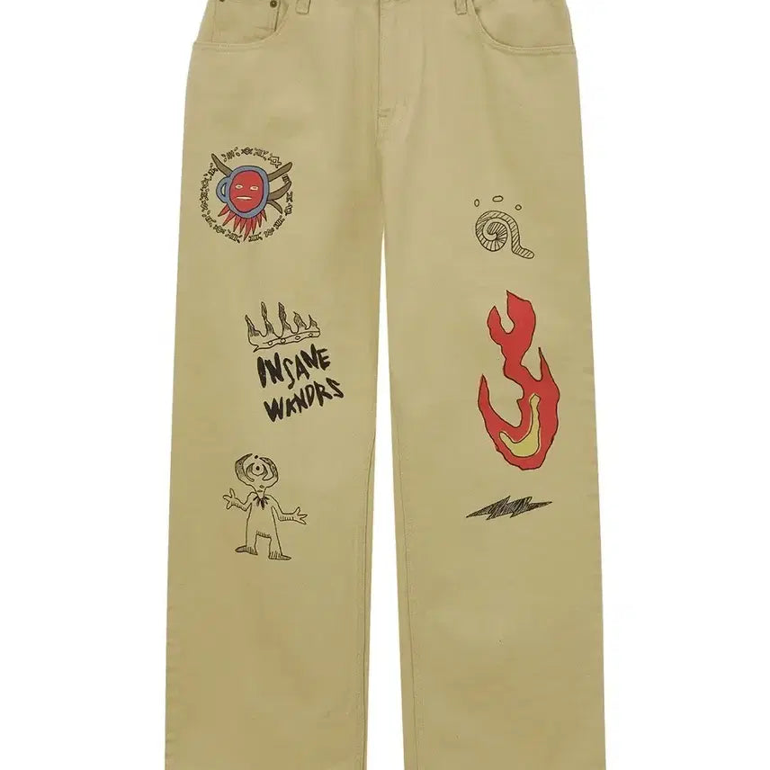 [BUNJANG] WEcanders Hand-Painted Cotton Pants - Beige / 위캔더스 HAND PAINTED PANTS_BEIGE