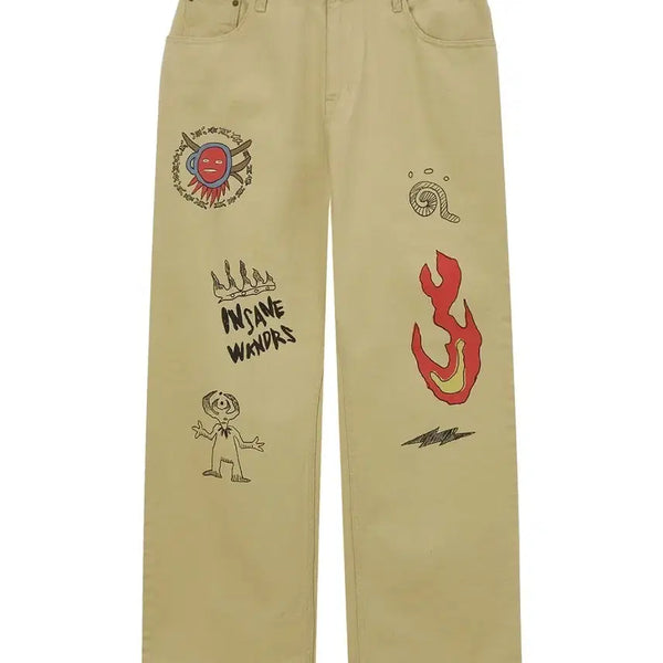 [BUNJANG] WEcanders Hand-Painted Cotton Pants - Beige / 위캔더스 HAND PAINTED PANTS_BEIGE