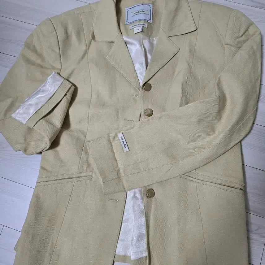 [BUNJANG] Overdue Flair Linen Jacket - Beige (Im Ji Yeon Jacket) / 오버듀플레어 린넨 자켓 임지연자켓 free
