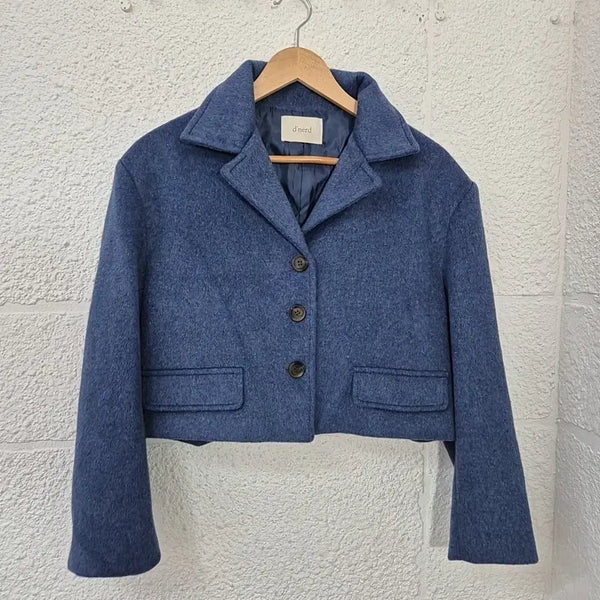 [BUNJANG] D'nerd Cropped Jacket Coat Blue / D'nerd 크롭 자켓 코트 블루