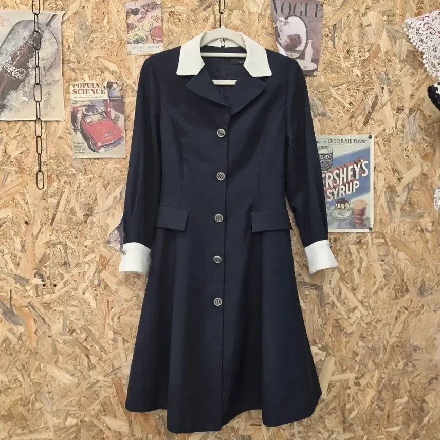 [BUNJANG] Kenneth Lady Navy Collar Dress / 케네스레이디 네이비 카라 원피스 55