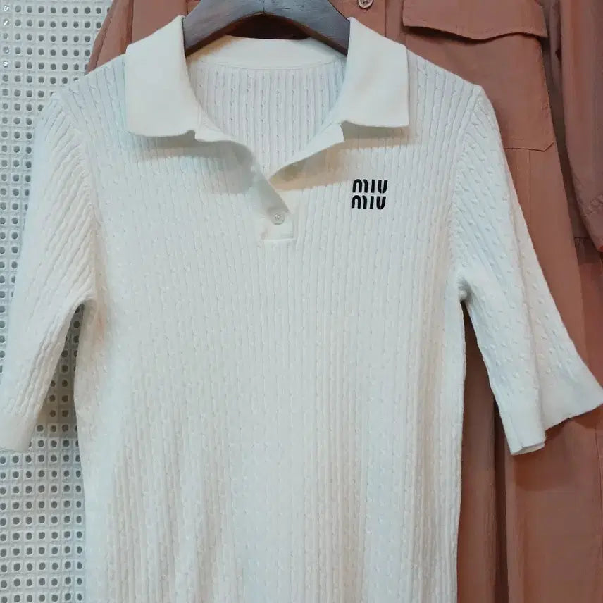 [BUNJANG] White Short-Sleeve Knit Top / 화이트 반팔 니트  M정도
