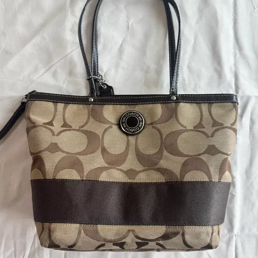 [BUNJANG] Coach Signature Stripe Tote Bag / [클래식 이즈 the best!!] Coach 시그니처 스트라이프 토트백